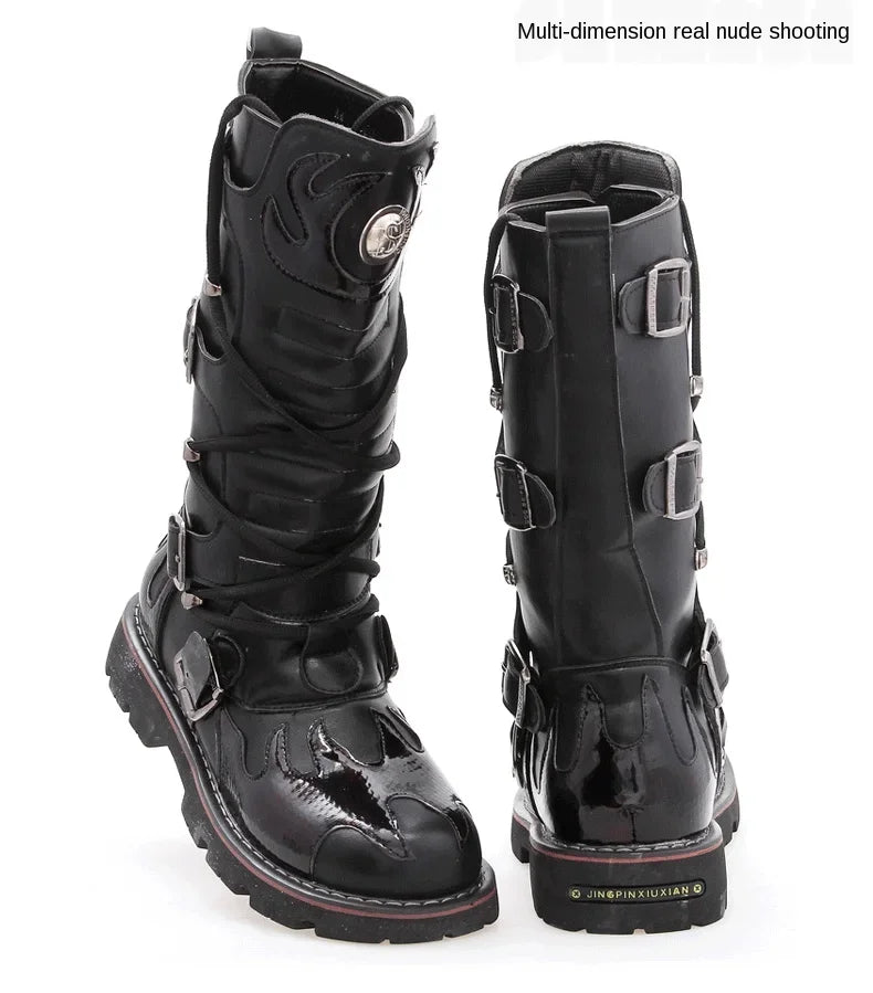 High Quality Motorcycle High Boots Black Thick Soled Anti Slip Tactical Boots Waterproof Casual Boots Outdoor Casual Shoes