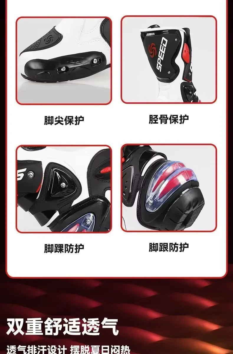 Riding Trider 100% NEW Motorcycle Boots Motocross Leather Long knee-high Shoes white black moto GP dirty bike SIZE 10-45 B1004