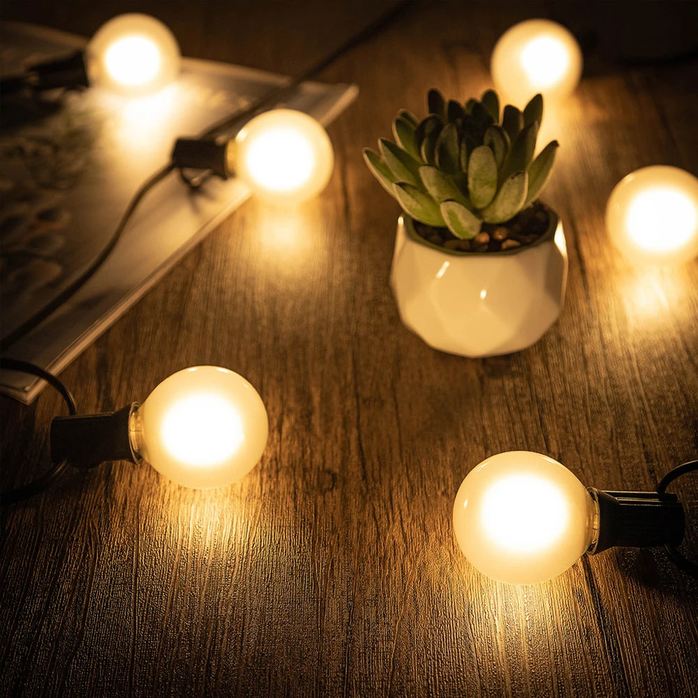 Waterproof G40 Led Lights Decoration EU 220V US 110V String Light Warm White Frosted White Wedding Party Garden Lights Outdoor