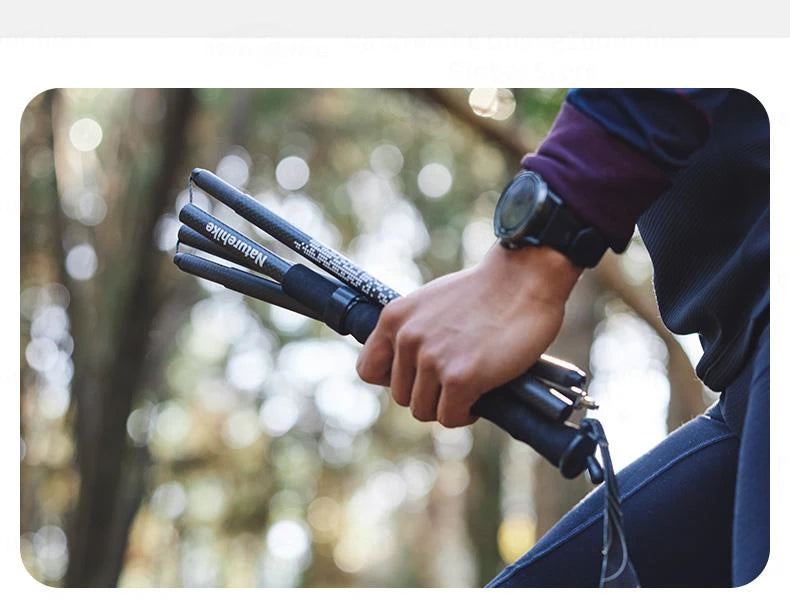 Naturehike 3K Carbon Fiber Collapsible Telescopic Sticks Trekking Pole Folding Portable Walking Stick Staff for Hiking Climbing
