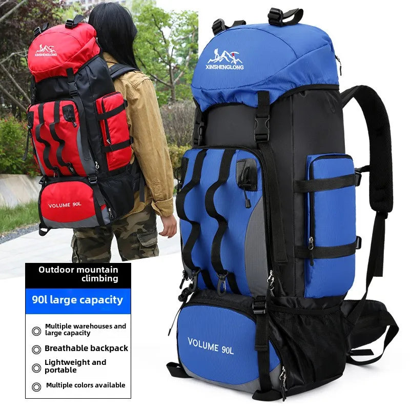 90L Large Capacity Outdoor Hiking Mountaineering Bag Lightweight Backpack Suitable for Hiking Camping Waterproof Travel Bag