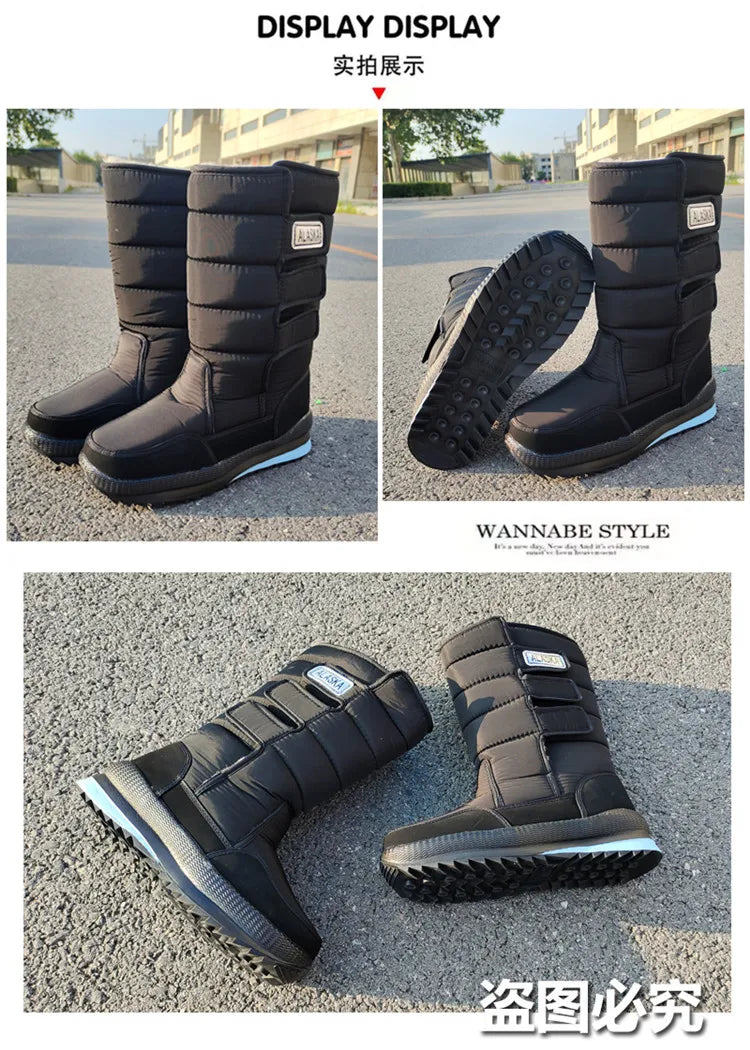 Winter Thick Men Snow Boots High Top Warm Cotton Shoes Lightweight Slip Resistant Camouflage Outdoor Boots