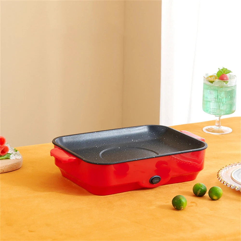 Multifunctional Electric BBQ Grill 26cm Square Mini Electric Baking Tray Pancake Steak Electric Wok  Kitchen Fry Pan Baking Tray