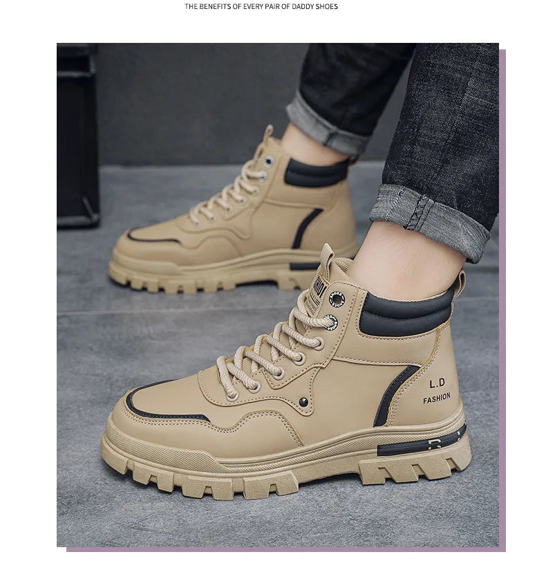 2025 Men's Casual Shoes Non-slip Wear-resistant High-top Sneakers Outdoor Comfortable Platform Hiking Shoes Designer Men's Shoes