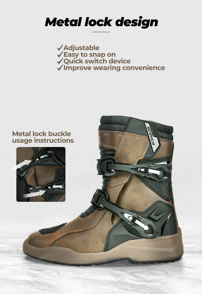 Motorcycle Long Boots Men Waterproof Motocross Riding Cycling Shoes Off-Road Motorbike Anti-drop Breathable Racing Equipment