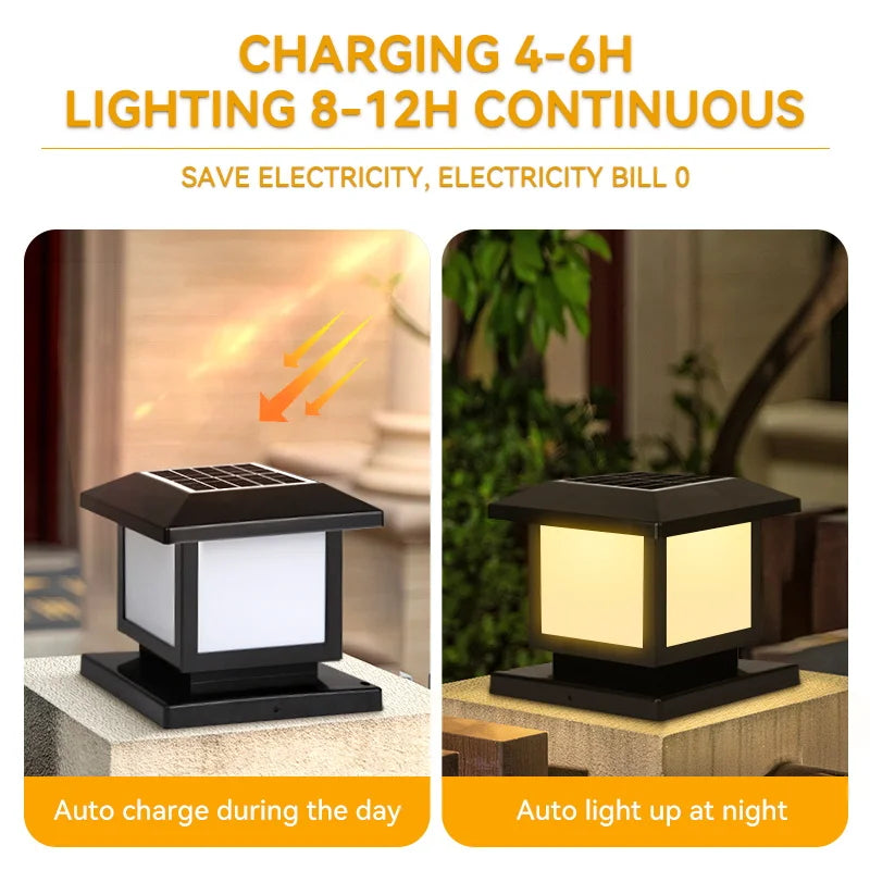 Outdoor Led Solar Garden Lights Dimming Timed Column Light Post Lamp Pillar Light Modern LED for Home Villa Garden Patio Decor