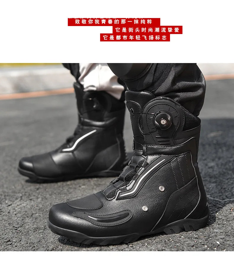 Men Leather Motorcycle Boots Moto Biker Shoes Non-Slip Moto Protection Women Motorcycle Shoes Motorcycle Accessories