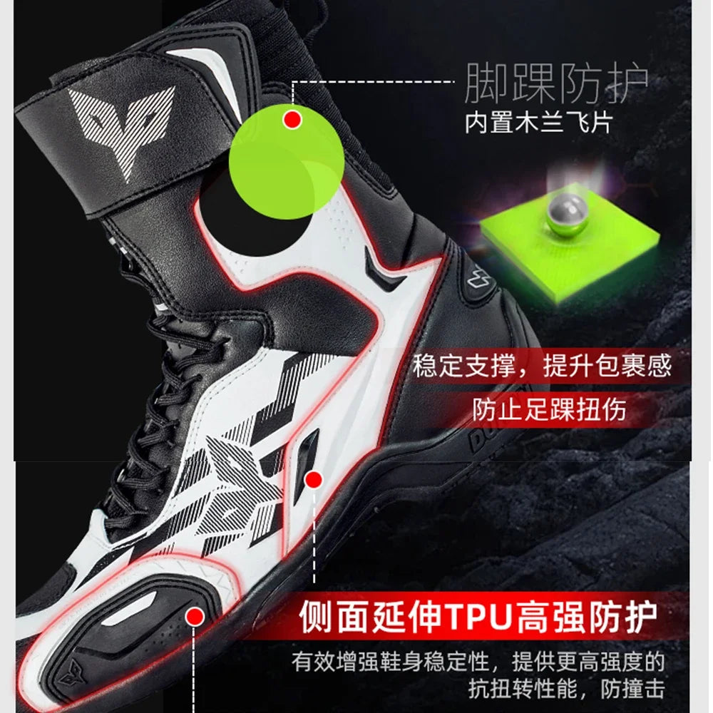Motorcycle Short Boots Couple Shoes Leather Men Women Riding Racing Protective Breathable Anti-slip Soft Sole Motocross Off-road