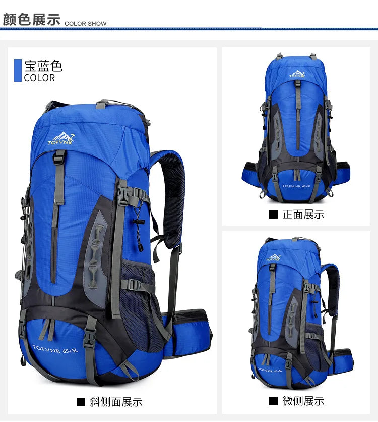 2025 cross-border outdoor hiking bag shoulder hiking sports bag waterproof bag backpack large capacity polyester backpack a001