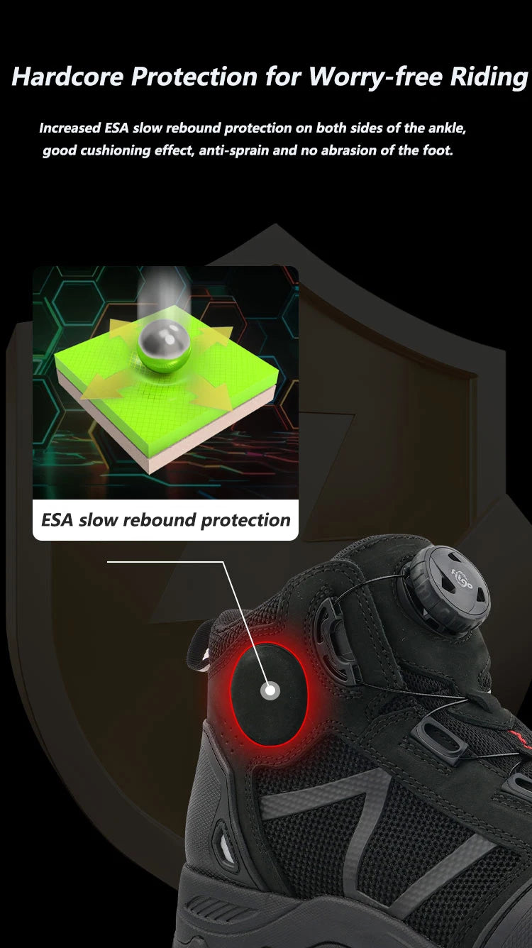 FEHER Motorcycle Boots BOA System CE Level 2 Foot Protection Hiking Shoes Waterproof All Season for Rider and Wilderness Climber