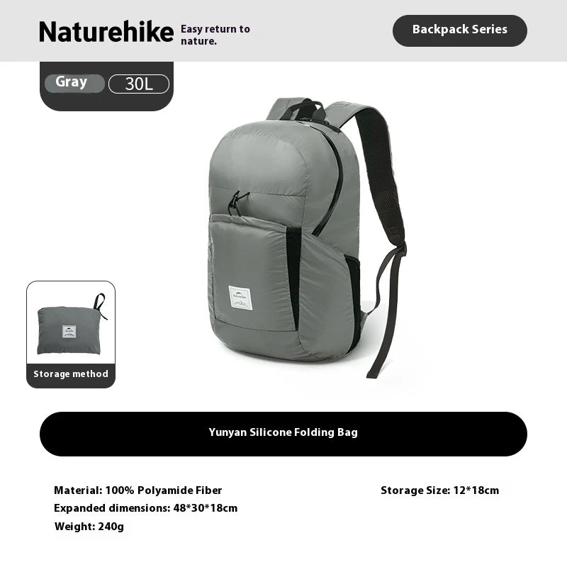 Naturehike 25L/30L Folding Backpack 30D Nylon Silicone Waterproof PU2000+ Outdoor Travel Climbing Hiking Ultralight Shoulder Bag