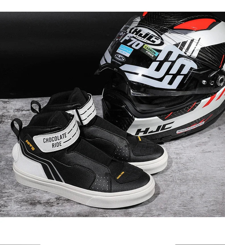 Motorcycle Riding Shoes Men Casual Style Anti-slip Moto Equipment Breathable Durable Comfortable Reflective Off-road Motorbike