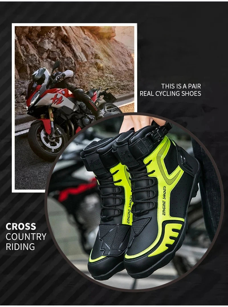 Men Motorcycle Boots Breathable Anti-fall Riders Motorbike Shoes TPU Protection Anti Slip Men's Motocross Bike Riding Boot