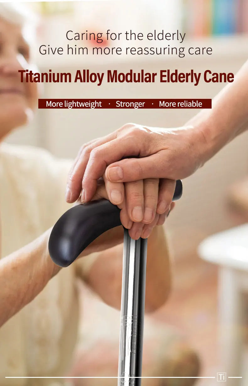 TiTo Titanium Alloy Telescopic Walking Stick For The Elderly Mothers Fathers  Ultralight Trekking Poles Camping Hiking Stick