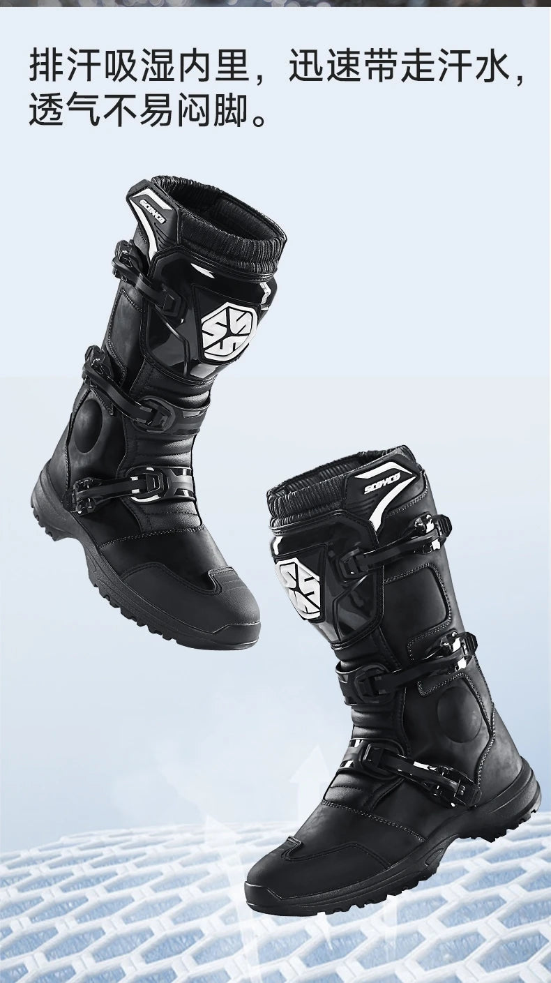 Motorcycle Boots Non-slip Windproof Waterproof Motocross Boots Professional Protective Racing Off-road Shoes All Seasons