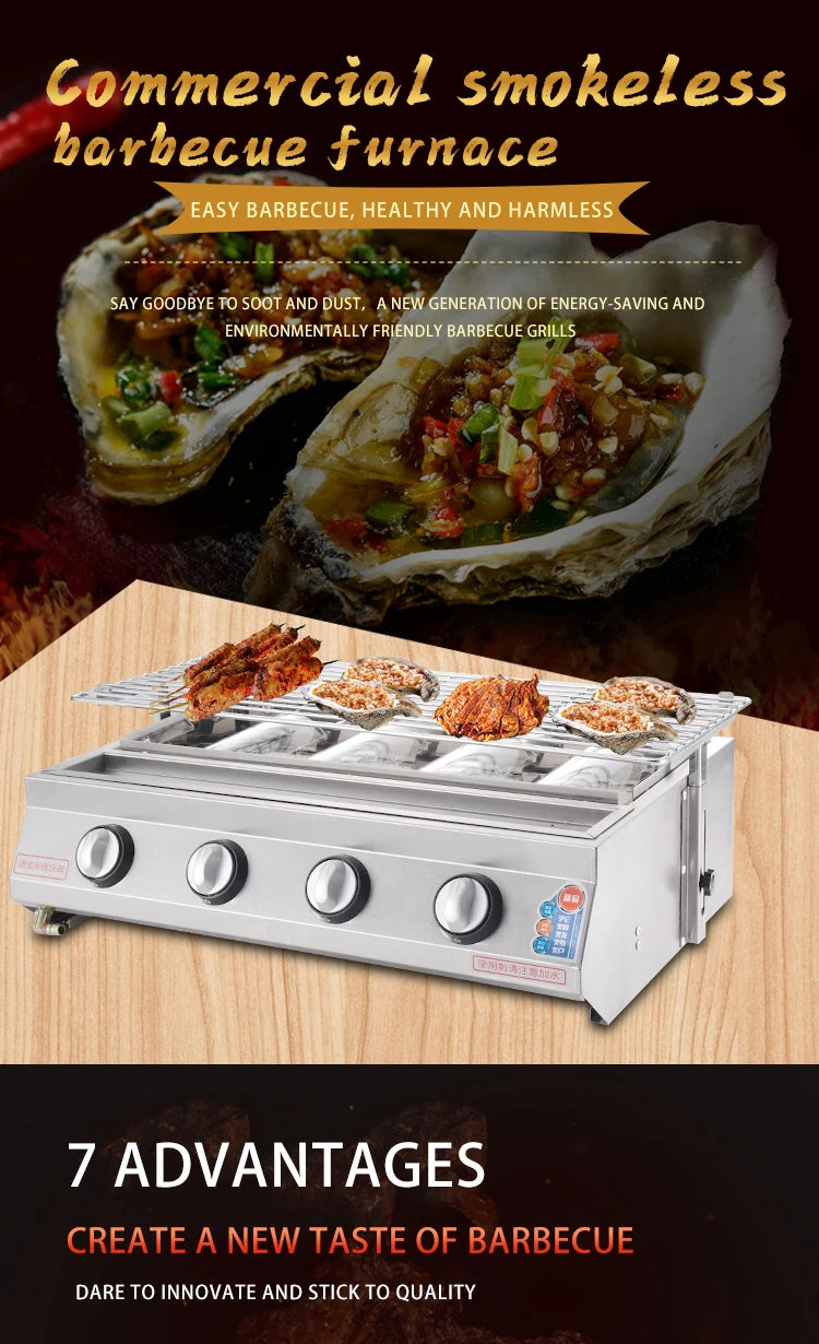 Supplier Stainless Steel Portable BBQ Gas Grill for Outdoor Camping and Restaurant Use