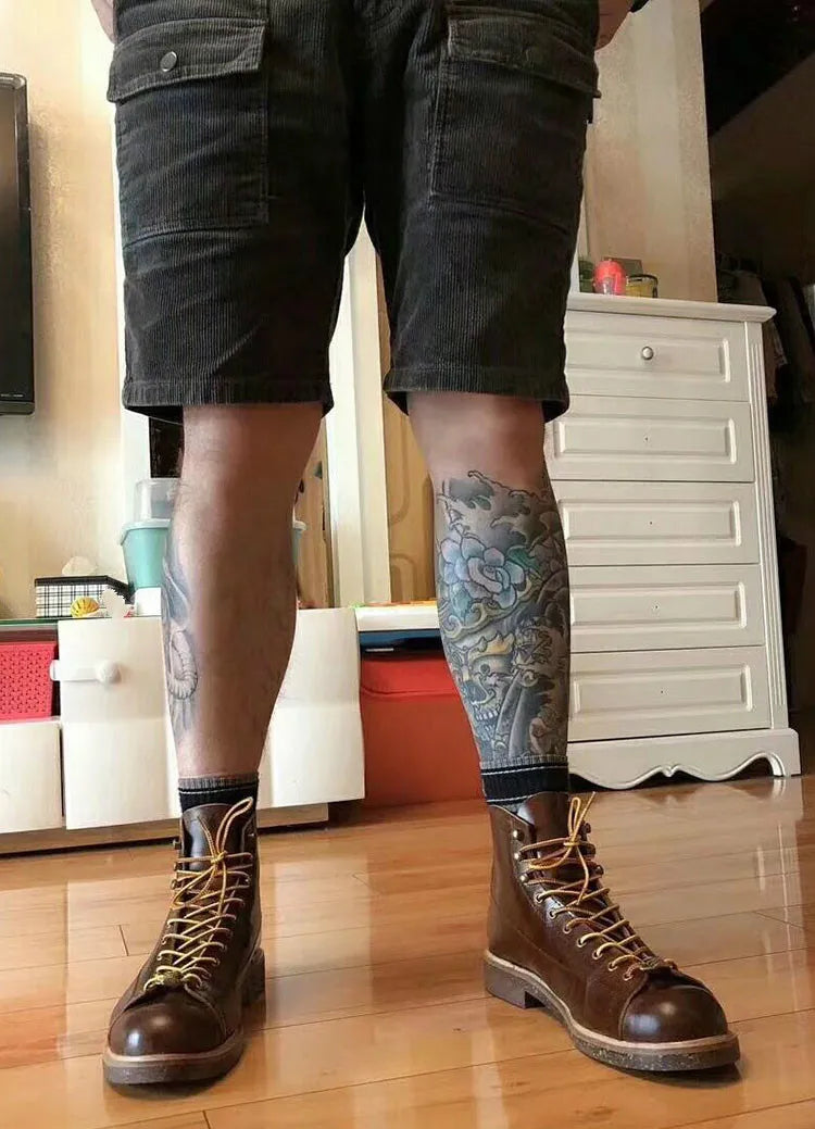 Mens British Wind Retro Boots Motorcycle Short Boots Men's Leather Boot Casual Work Shoes Men Women's Tide Chelsea Boots