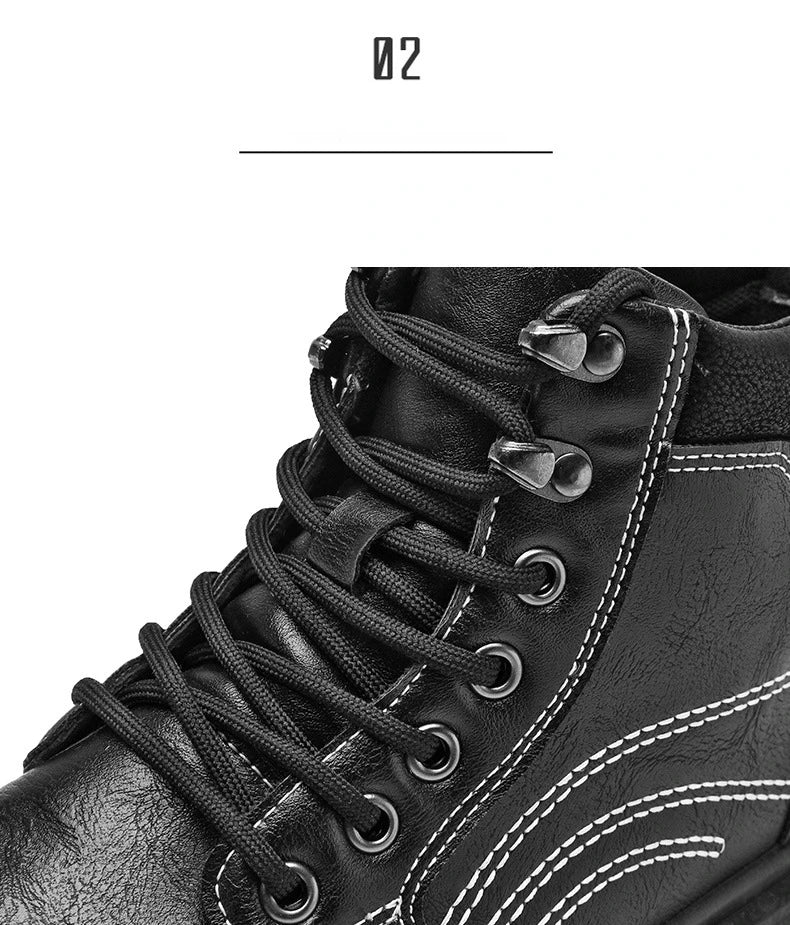 Luxury Men Boots Fashion Designer Motorcycle Boots for Men High Top Leather Casual Shoes Retro British Style Men Ankle Boots New