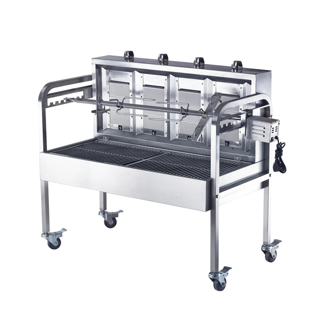 Luxurious Large Rotisserie Stainless Steel Gas and Charcoal BBQ Grill 60KG Outdoor Wholesale Barbecue Grill