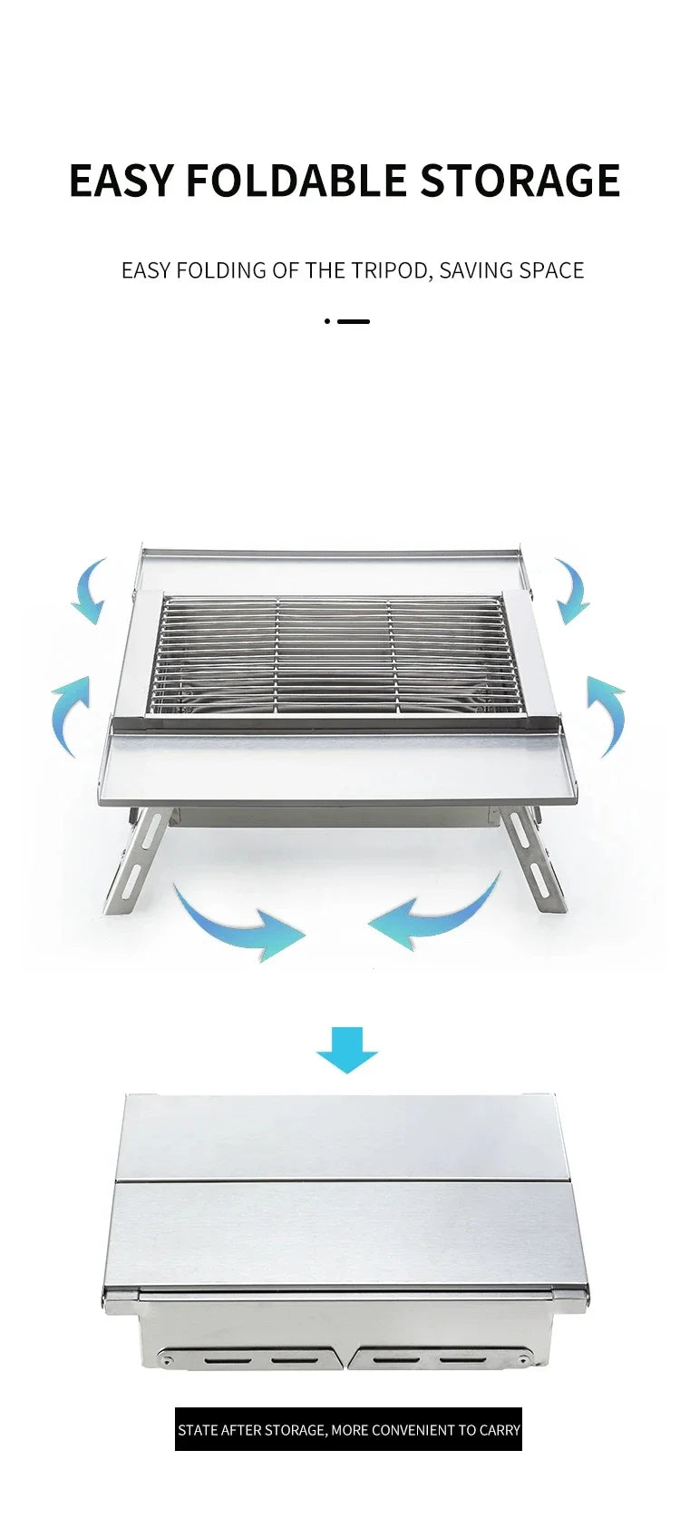 IGT Outdoor Stainless Steel Folding Barbecue Charcoal Grills Portable Camping Small Barbecue Oven Wild Journey