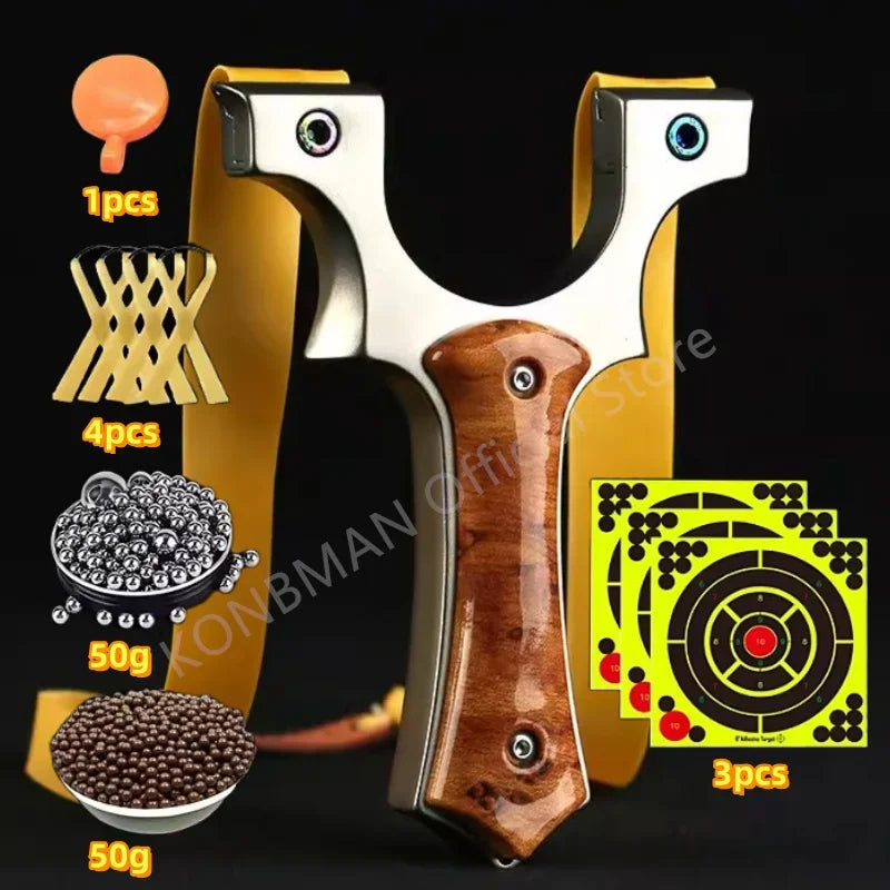 Outdoor Hunting High-power Shooting Metal Slingshot Professional Catapult High-precision Hunting Slingshot Shooting Target