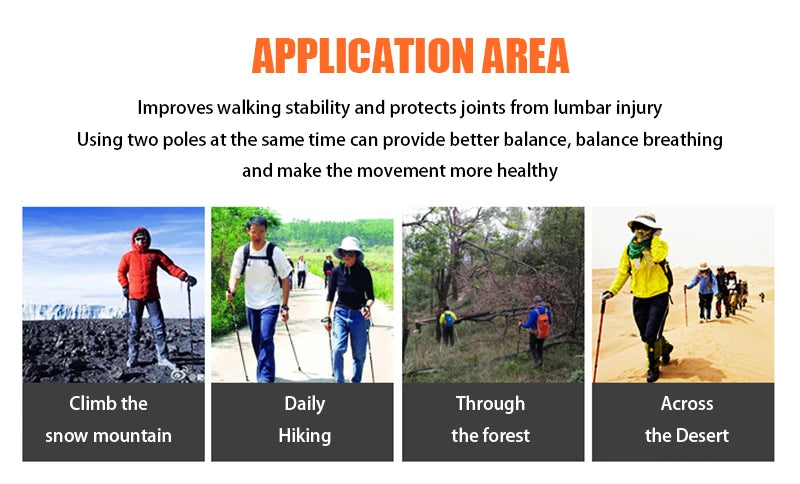Four-section T-handle Trekking Pole Outdoor Travel Cane Climbing  Pole Aluminum Alloy Telescopic Pole Hiking Walking Stick