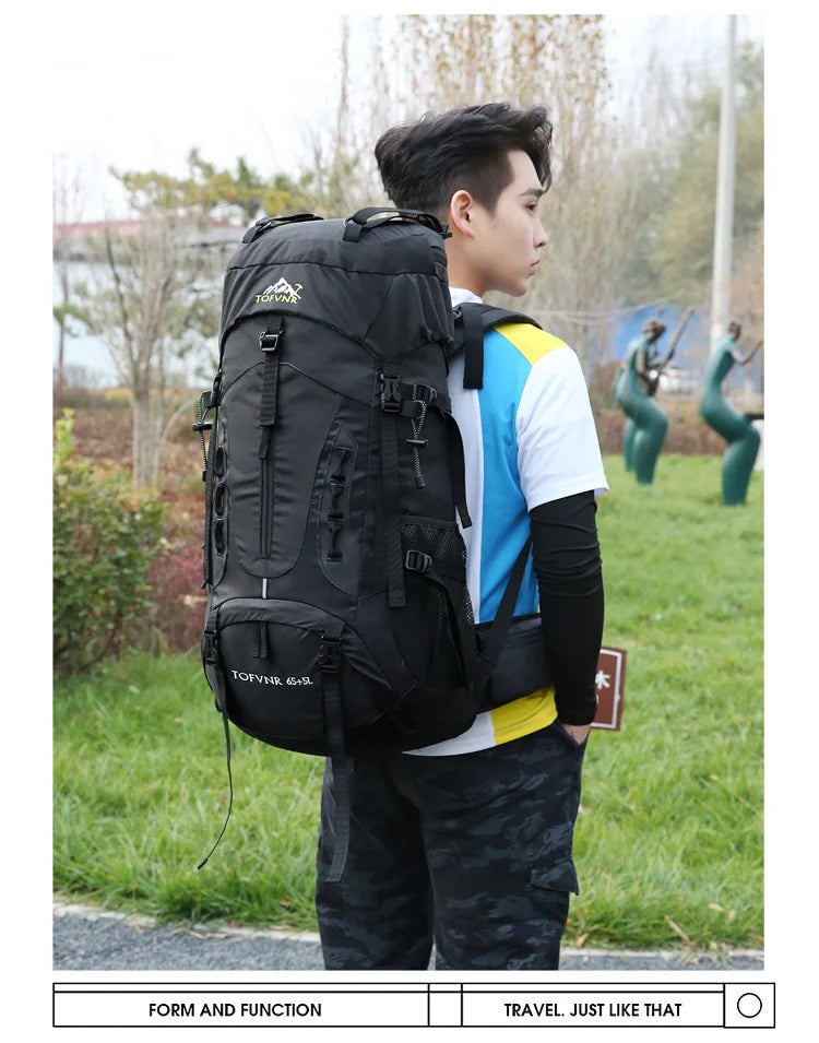 2025 cross-border outdoor hiking bag shoulder hiking sports bag waterproof bag backpack large capacity polyester backpack a001