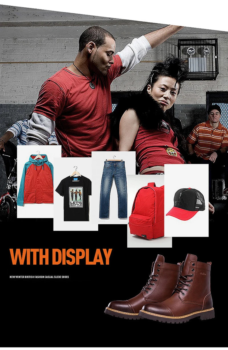 Genuine Leather Men's Boots Plush Warm Winter Boots High Quality Men Motorcycle Boots Fashion Tooling Shoes