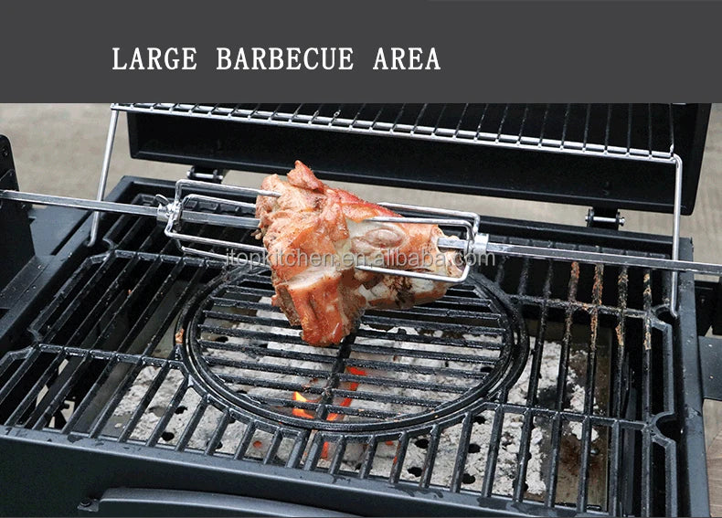 IT-7010 Outdoor Commercial Charcoal Rotisserie Rotating BBQ Grill Cast Iron Barbecue Bbq Charcoal Smokers Grill
