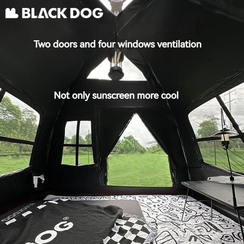 Naturehike BLACKDOG Automatic Tent Black Coating Two Doors Four Windows Camping Outdoor Sunscreen Waterproof Quick Opening Tent
