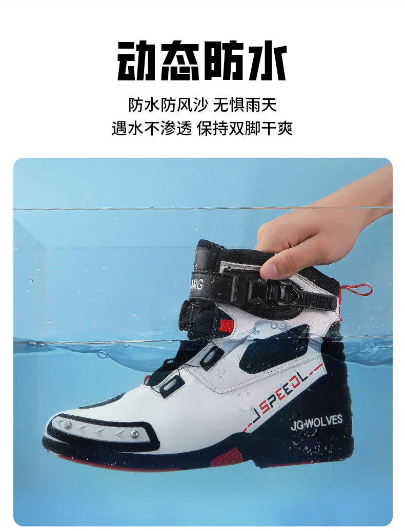 Motorcycle Boots Man Leather Motos Riders Protective Motocross Boots Waterproof Non-slip Motocross Mountain Racing Shoes