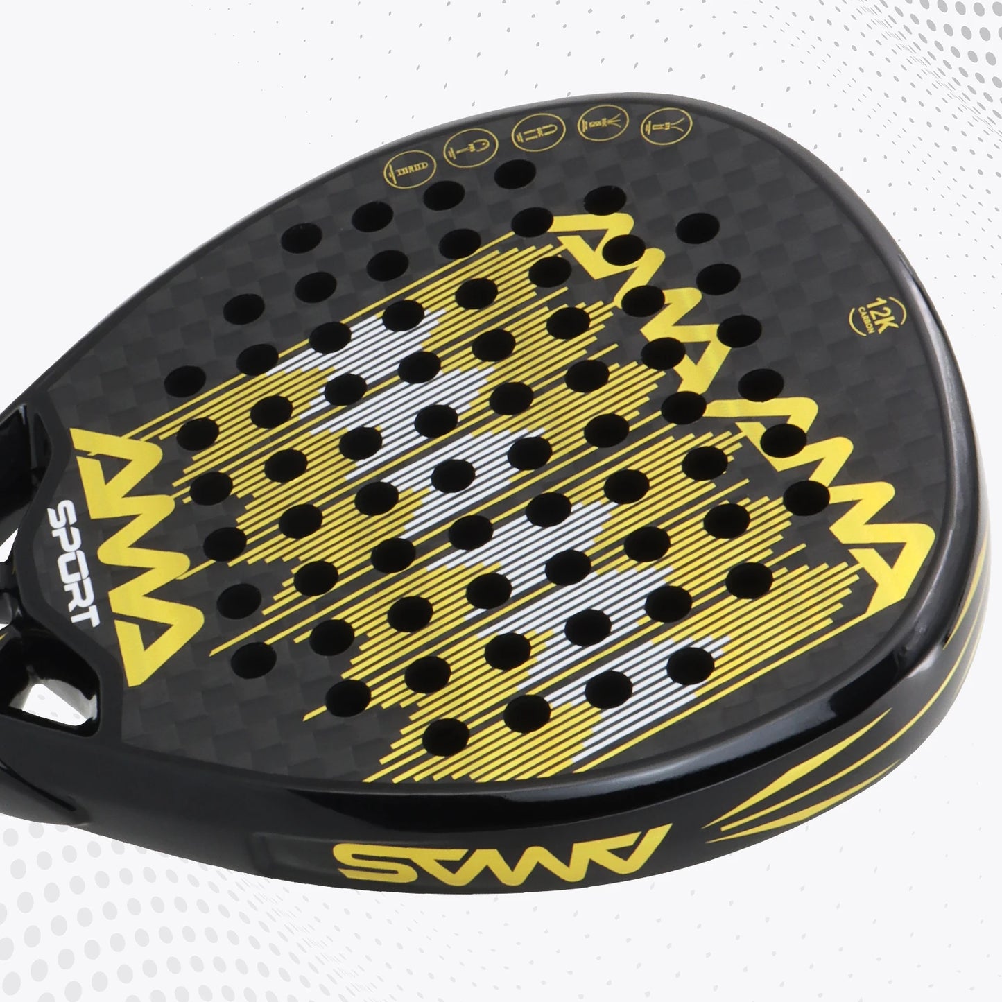 AMASPORT 12K Carbon Fiber Paddle Tennis Racket Dynamic Air Flow Design High Density EVA Memory Flex Foam Core With Soft Grip