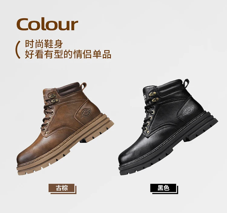 High Top Boots Men's Leather Shoes Fashion Motorcycle Ankle Boots for Men Winter Boots Man All-match Shoes Lace-Up Botas Hombre
