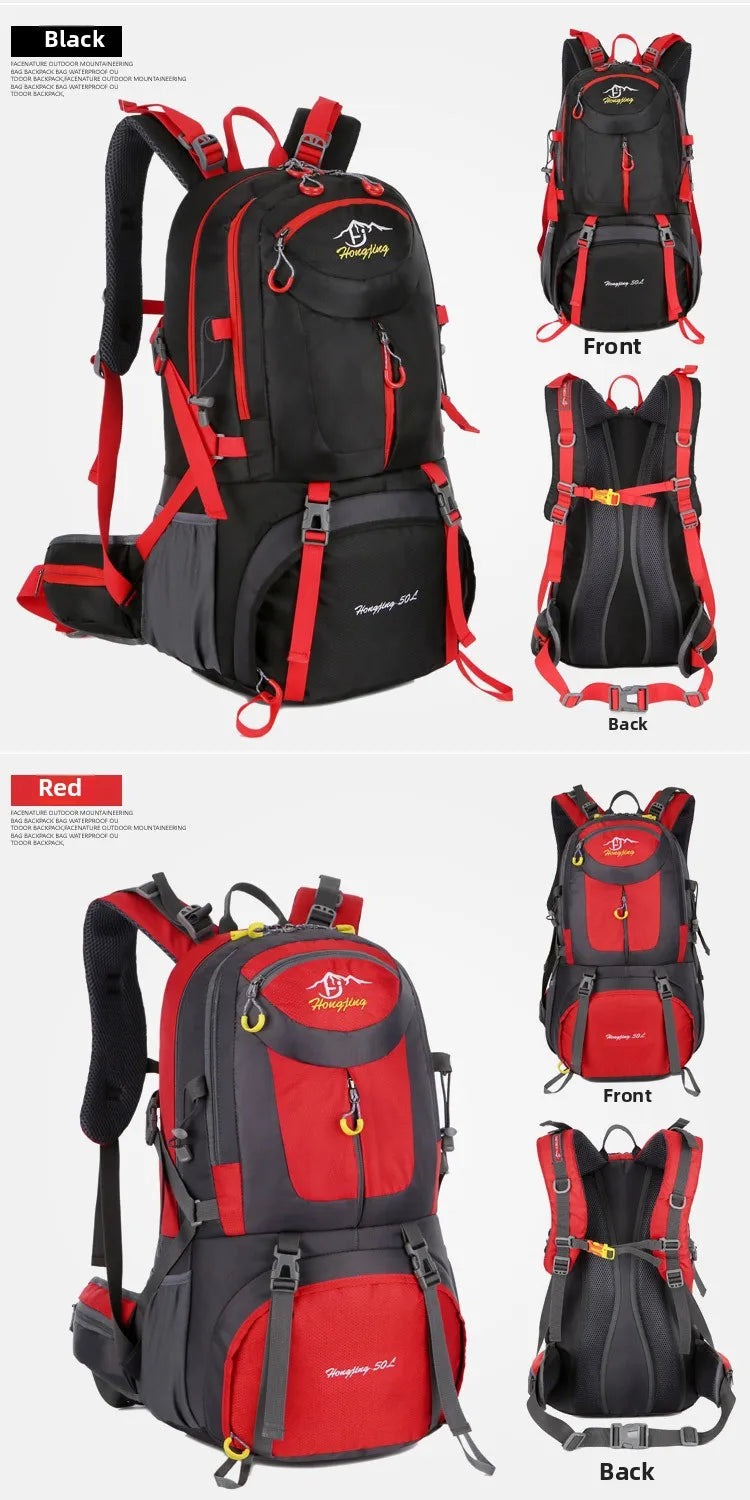 60L Large Capacity Hiking Backpack Men Outdoor Mountain Backbag Male Sport Back Pack Leisure Teens Travel Package Black