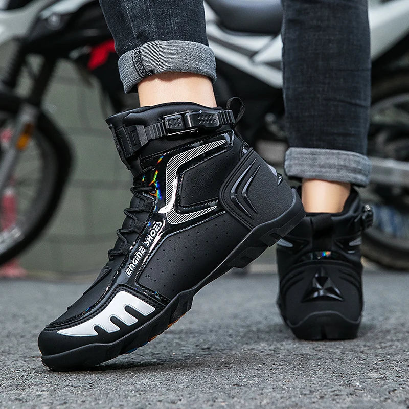 Men Motorcycle Boots Breathable Anti-fall Riders Motorbike Shoes TPU Protection Anti Slip Men's Motocross Bike Riding Boot