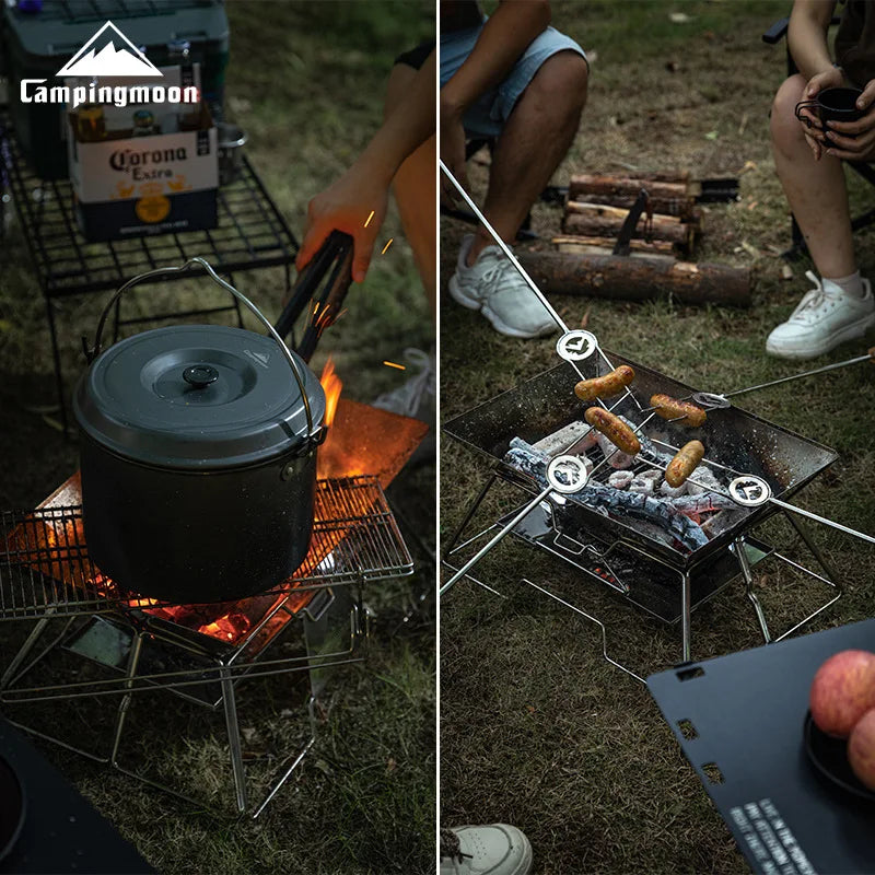Portable Charcoal BBQ Grill Family Barbecue Roast Stove 2-4 Person Campingmoon MT-3