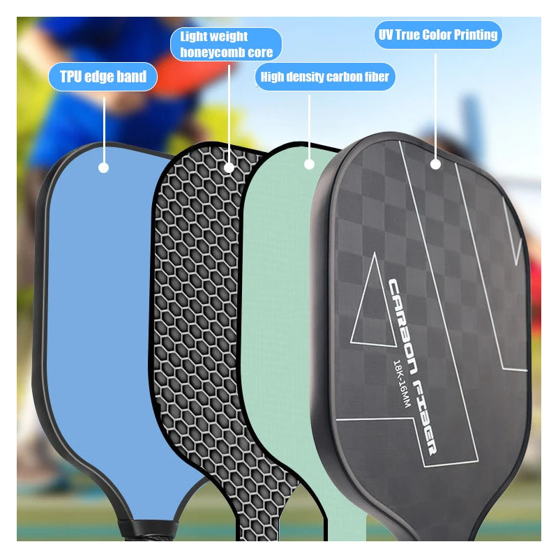 18K Pickleball Paddles With 2 Balls Premium Carbon Fiber Surface For Tennis And Pickleball Sports Equipment