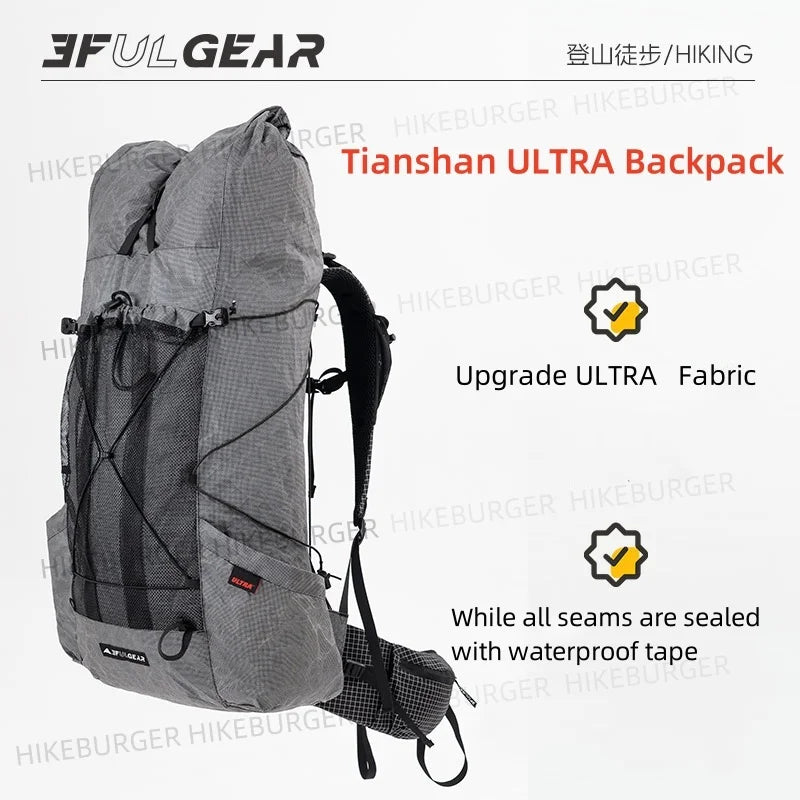 3F UL GEAR Tianshan ULTRA 200X Backpack 35+10L Outdoor Ultralight UHMWPE Bag Waterproof Tear Resistance Camping Hiking Pack 960g