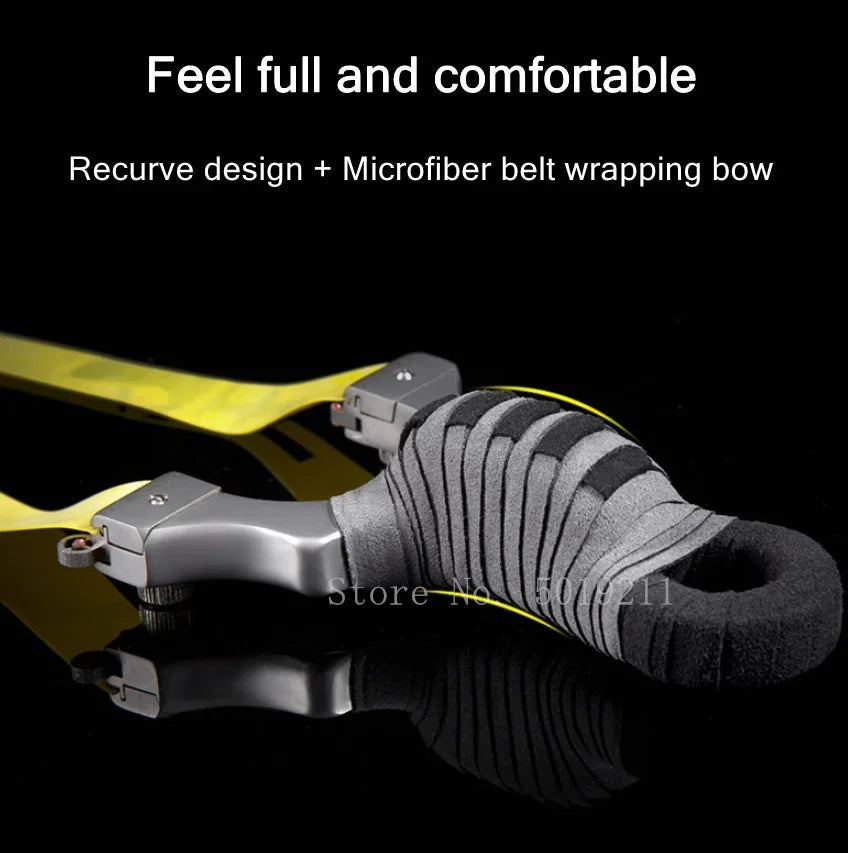 High Quality Hunting Shooting Slingshot Stainless Steel Great Power Catapult with Flat Rubber Band Outdoor Sport Competition