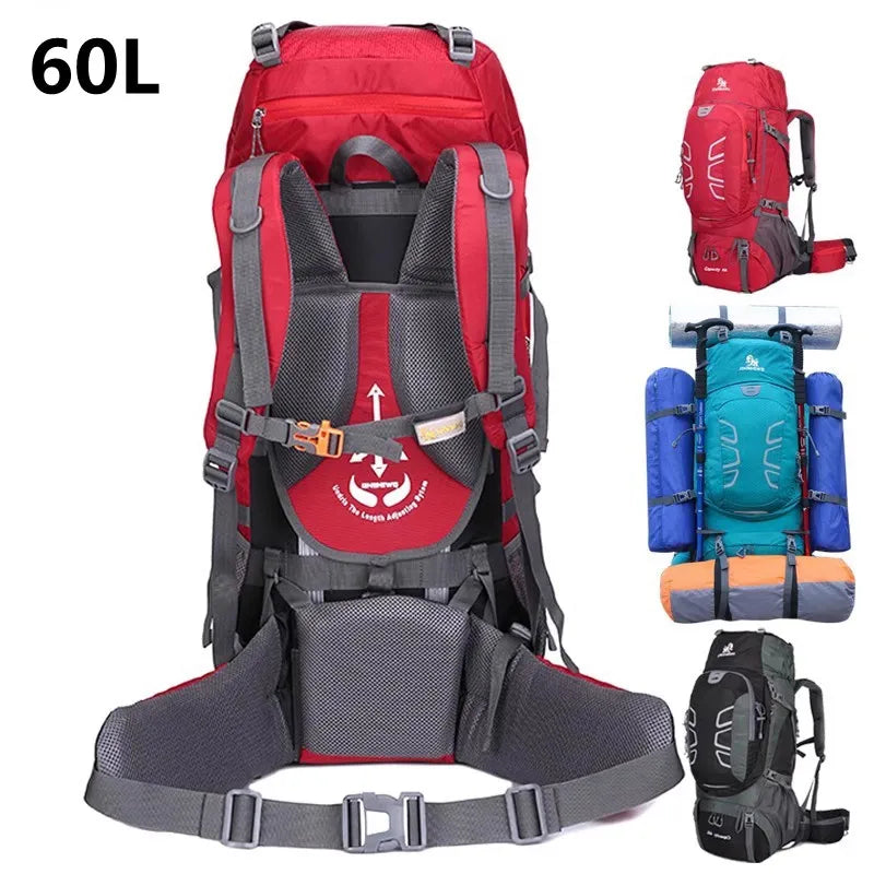 60L Hiking Backpack Outdoor Large Capacity Waterproof Wearproof Luggage Rucksack Men Women Camping Climbing Travel Sports Bag