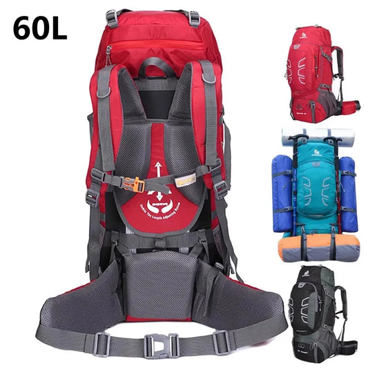 60L Hiking Backpack Outdoor Large Capacity Waterproof Wearproof Luggage Rucksack Men Women Camping Climbing Travel Sports Bag