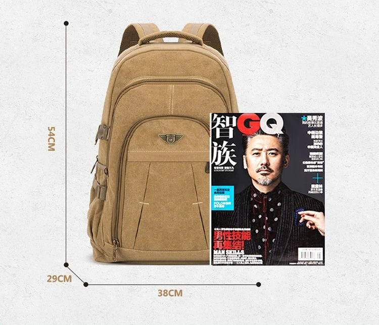 70L Thick Canvas Camping Backpack Large Capacity Waterproof Outdoor Trekking Travel Climbing Bag Luggage Rucksack Men Hiking Bag