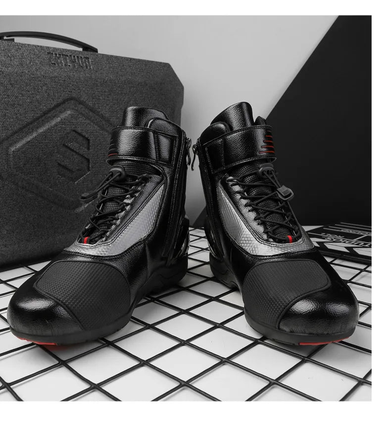 Motorcycle Shoes Men Off-road Adventure Motocross Low Boots  Retro Black Riding Shoes Rubber Sole Waterproof Motorcyclist Shoes