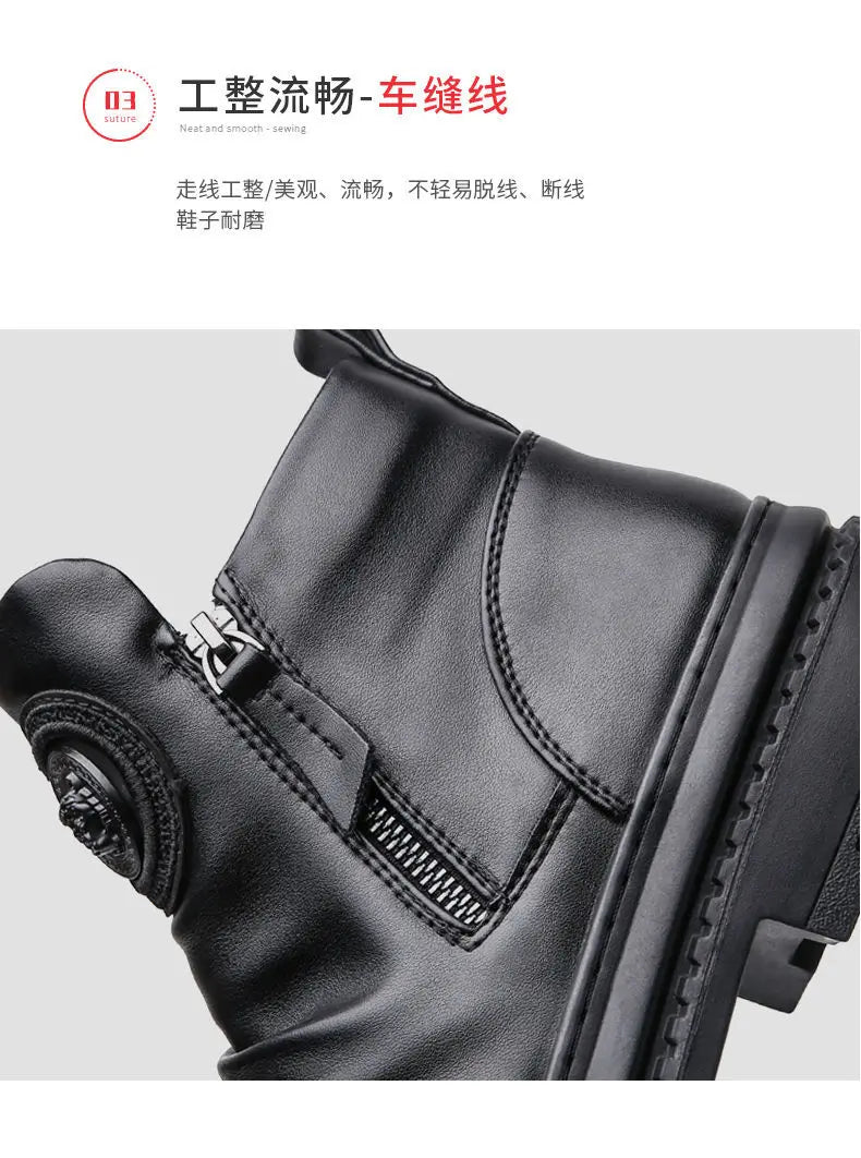 Luxury Men's Ankle Boots New High Top Men Shoes Motorcycle Leather Boots Zipper Retro Men's Boots Casual Shoes Bota Masculina