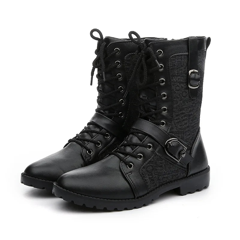 Winter Boots Men Leather Boots Men High Top Shoes Round Head Winter Footwear Lace Casual Shoes Man Plus Size tyh6