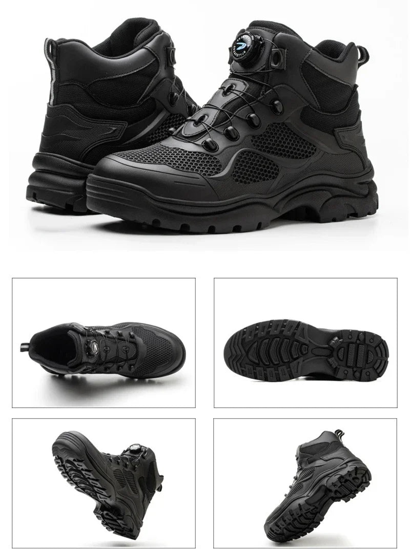 Top Grade Rotary Buckle Men Work Safety Boots Work Sneakers Safety Shoes Men Indestructible Work Boots Anti smashing