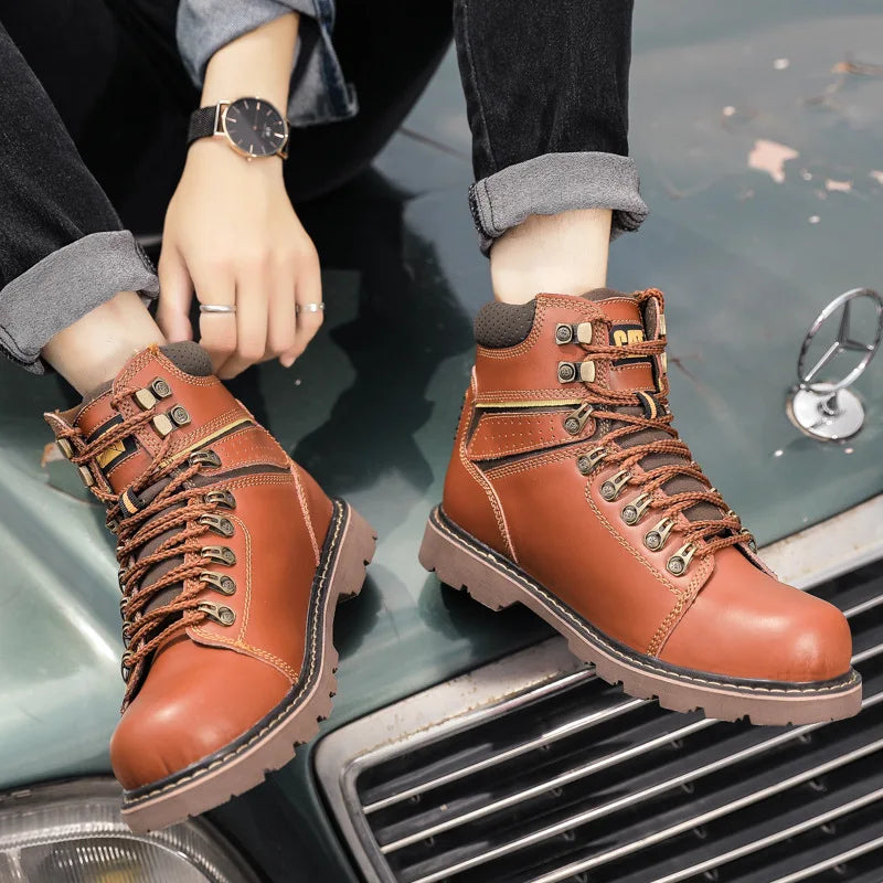 Hot Selling Men's And Women's Motorcycle Boots, Genuine Leather Couple's Workwear Boots, Outdoor Hiking Boots, Hiking Boot, Cyc