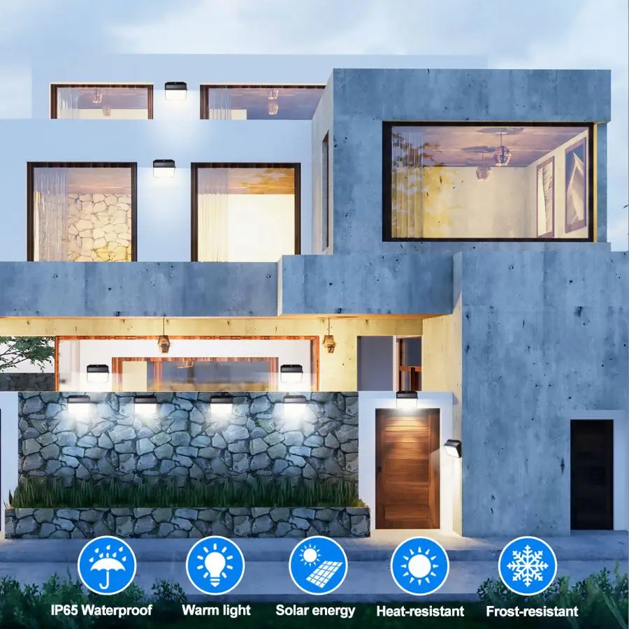 Solar Lights Outdoor 158 LED Solar Wall Lamp Waterproof Wireless Motion Sensor Security 3 Modes Garden Fence Yard Deck Garage