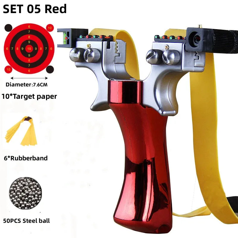 Powerful New Laser Slingshot Upgrade Outdoor Shooting Catapult Double Screw Quick Pressure Rubber Band Toy Hunting Tools Outdoor