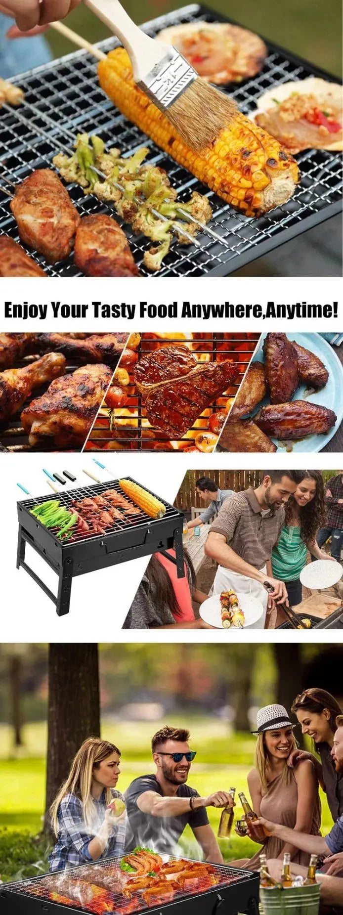 Stainless Steel Hanging BBQ Grill - Balcony Charcoal Barbecue Grill with Flower Pot Design for Outdoor Small Space Cooking